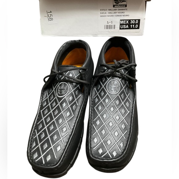 Reywelt Men's Western Chukka Boot Loafer Black Casual Lace-Up Shoes Size 11 NEW - Picture 3 of 10